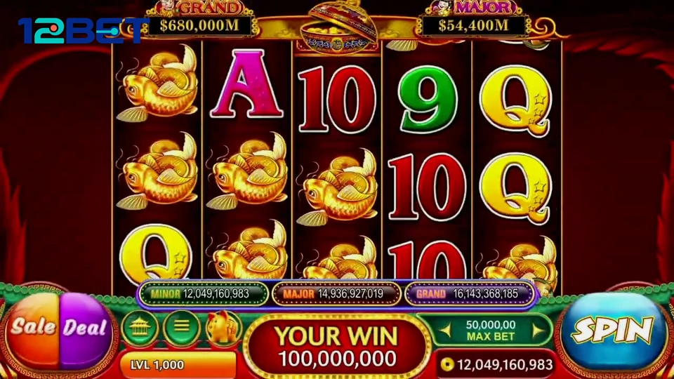 Giao diện vòng quay nổ hũ slot trên hệ thống 12BET